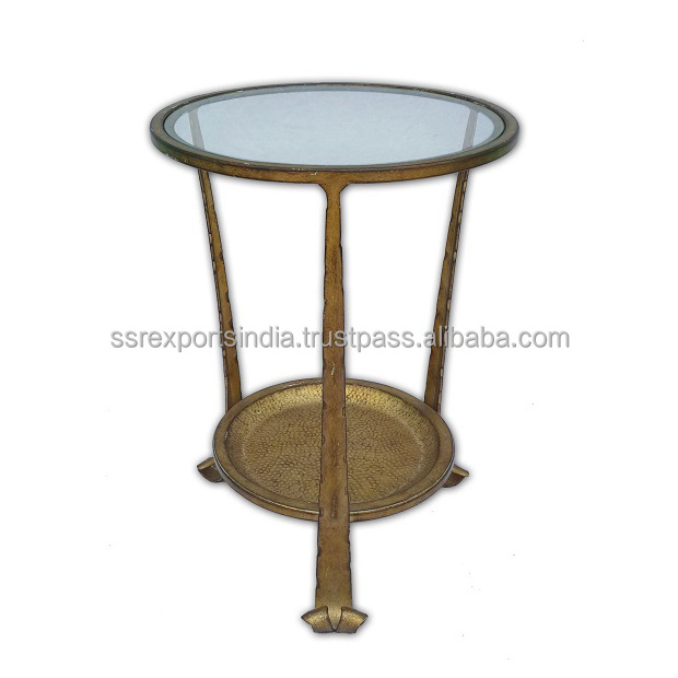 Modern Industrial Unique Iron Metal Side Table Glass Top Living Console Center Coffee Table Bedroom Simple Living Room Furniture