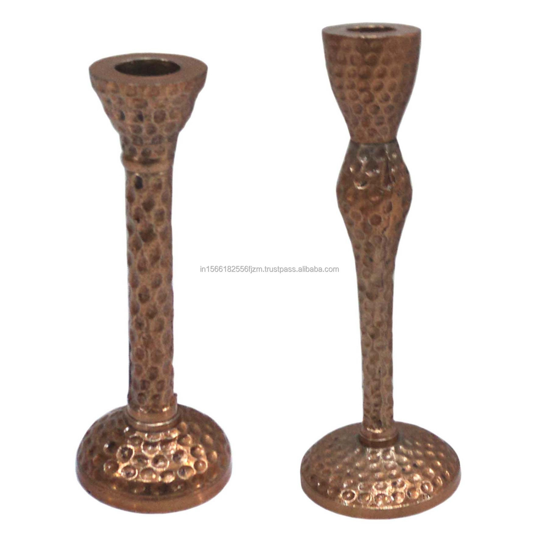 Copper Plated Aluminum Metal Unique candle Holder Pillar For Home decoration Stick Candle Stand for lighting