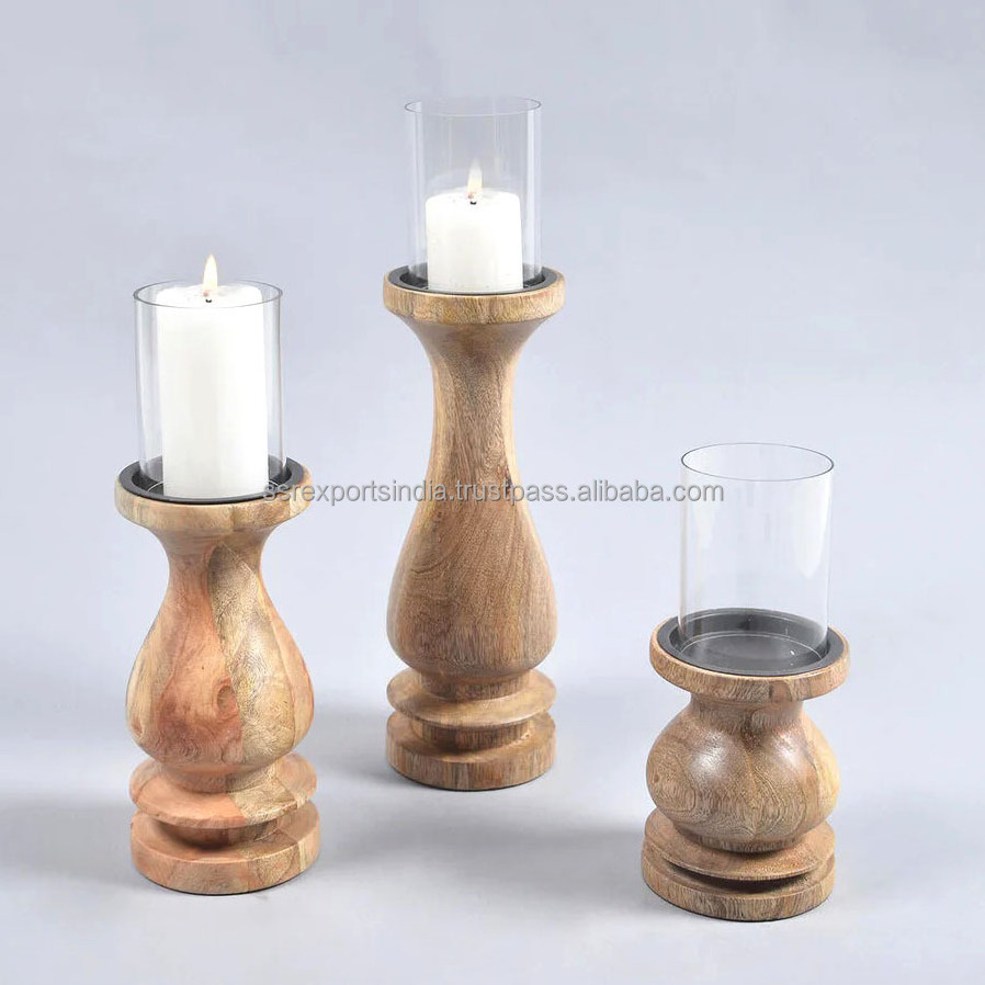 Handmade Trusted Manufacturer of customizable Solid Mango Wooden Candle Holder With Antique and vintage finish at Factory Price