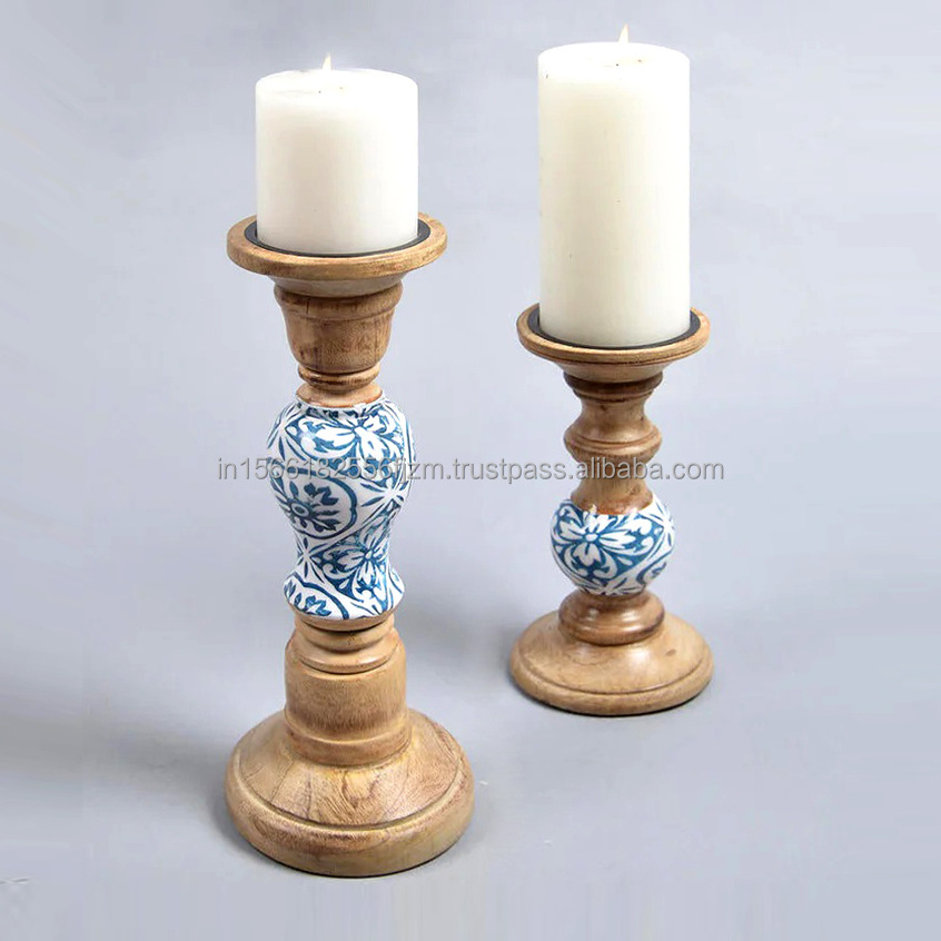 Modern Decorative Wooden Candle Holder Stick Handmade Candles Flameless Candle Distress Candleholder Ideal Gift for Wedding Home