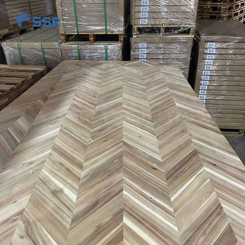 SSR VINA - Acacia Wood Chevron Countertop - chevron panel worktop standing desktop kitchen countertops