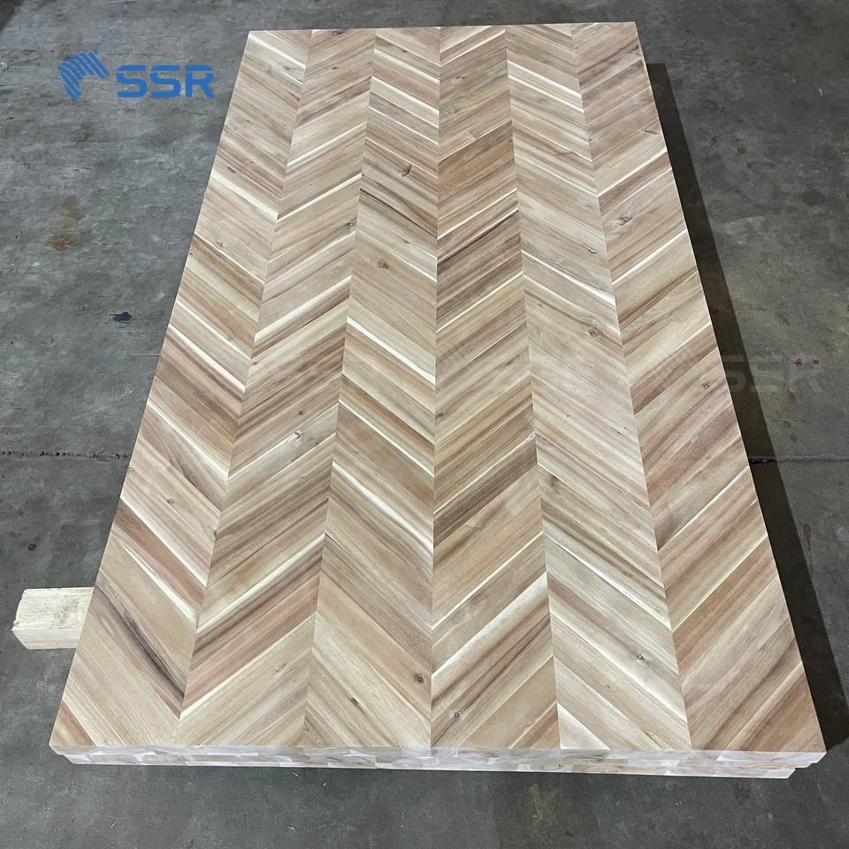 SSR VINA - Acacia Wood Chevron Countertop - Acacia chevron wood panel kitchen cabinet/Worktops/ Bechtops/ Bathroom vanities