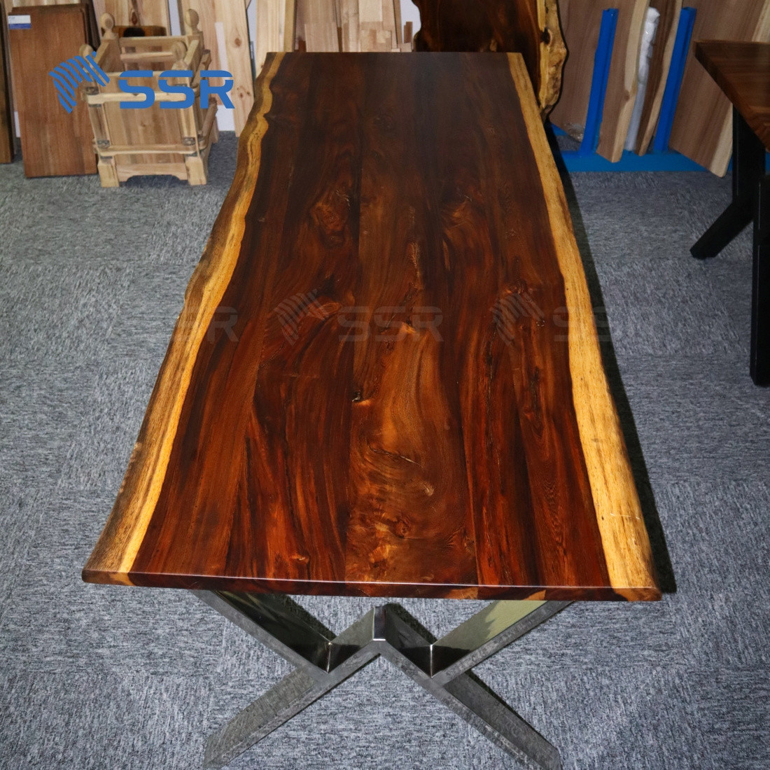 SSR VINA - Raintree Wood Edge Glue Live Edge Countertop - Wood Slab Solid Live edge from Vietnam antique worktop/table top