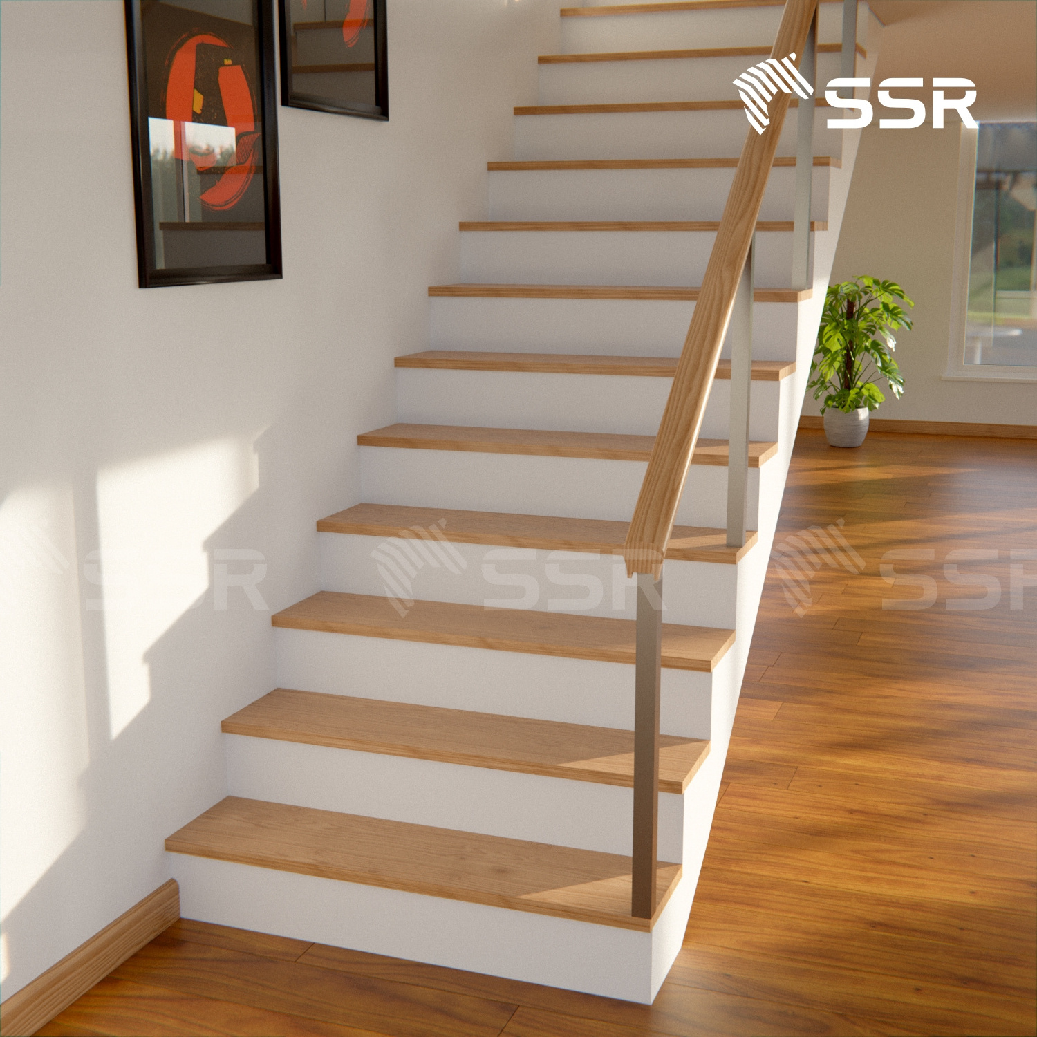 SSR VINA - Wood Stair Tread - Wood Stair Treads/Riser/Steps made of Acacia/Rubber Finger Joint Panel