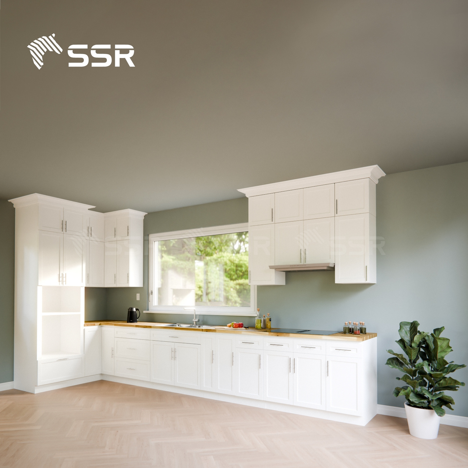 SSR VINA - Base Cabinet - Factory Price Solid Wooden Kitchens Shaker Kitchen Cabinets Solid Acacia Cabinet Doors Made in Vietnam