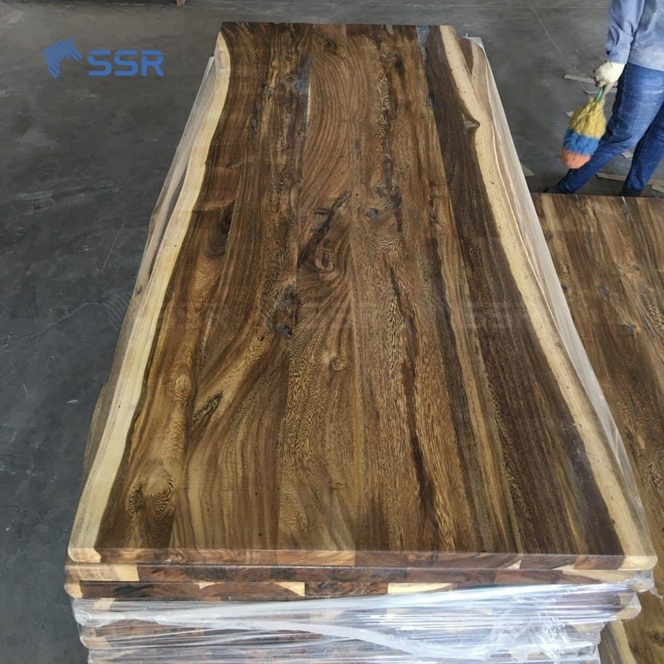 SSR VINA - Senna Siamea Wood Edge Glue Live Edge Countertop - Solid Wood Boards for Table Top Countertop