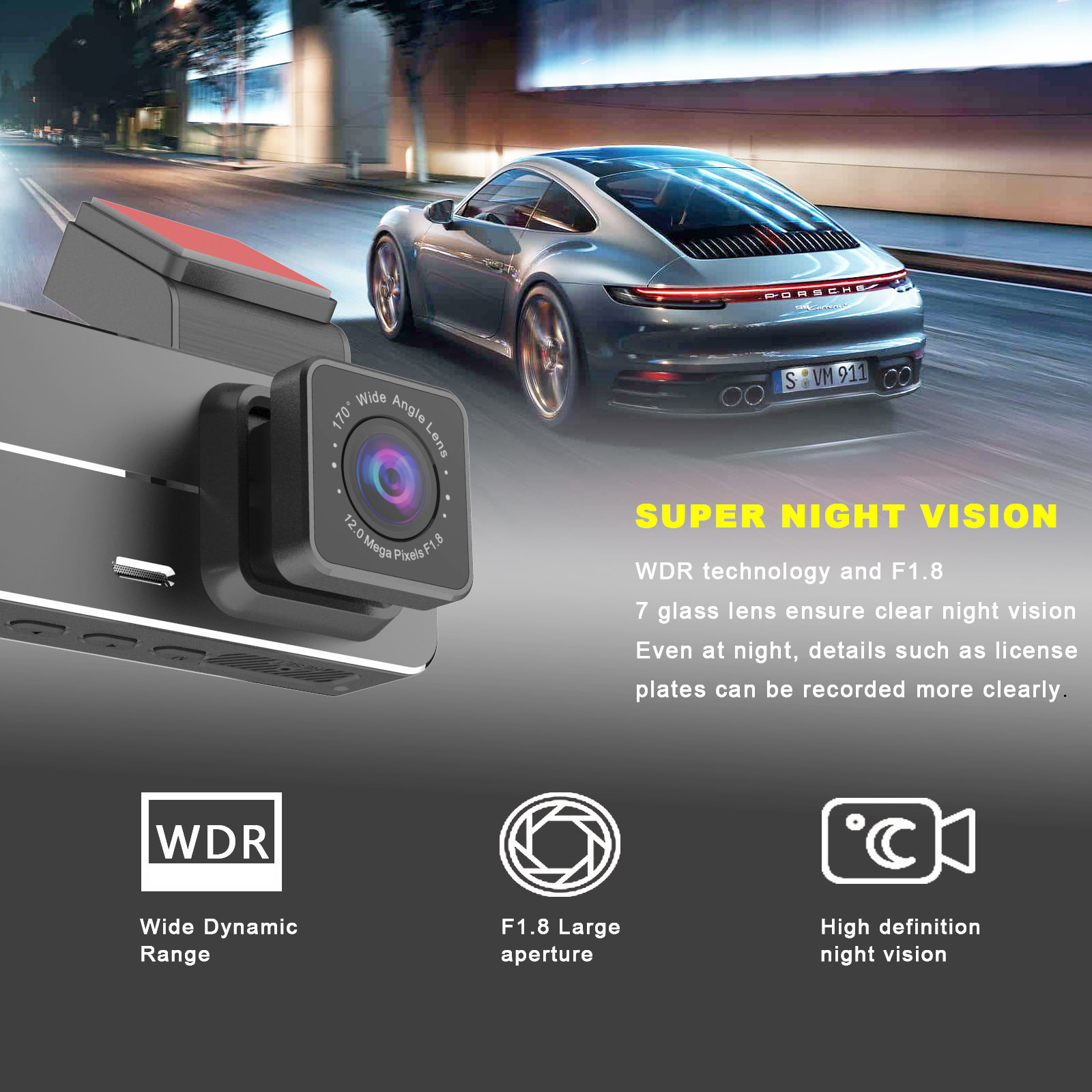 New 4k dash cam front and rear dual lens 4k+1080p dashboard camera dash camera wifi gps 4k dashcam doble camara 4k dash cam