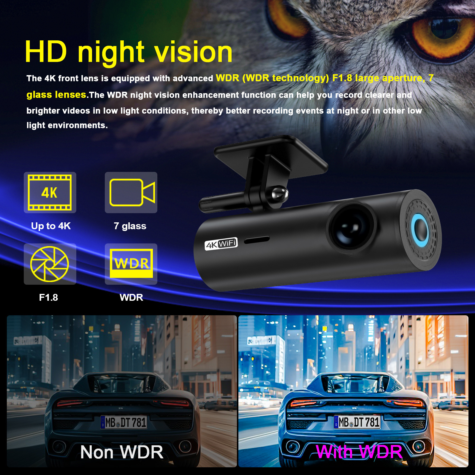 New factory outlet hd night vision car dvr 4k dashcam wifi dash camera for cars car black box Mini hidden 4k dash cam