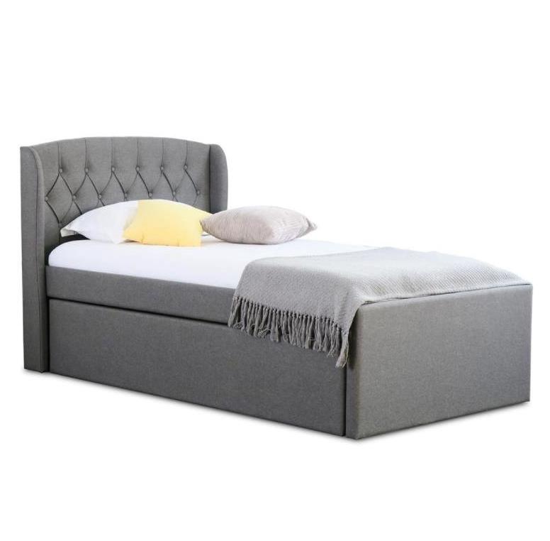 Good Quality Linen Fabric Twin Single Bed Frame with Trundle bottom beds for wholesale