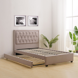 Latest Modern Bedroom Furniture Upholstery Tufted Beds with Foldable Trundle  in Queen King Size