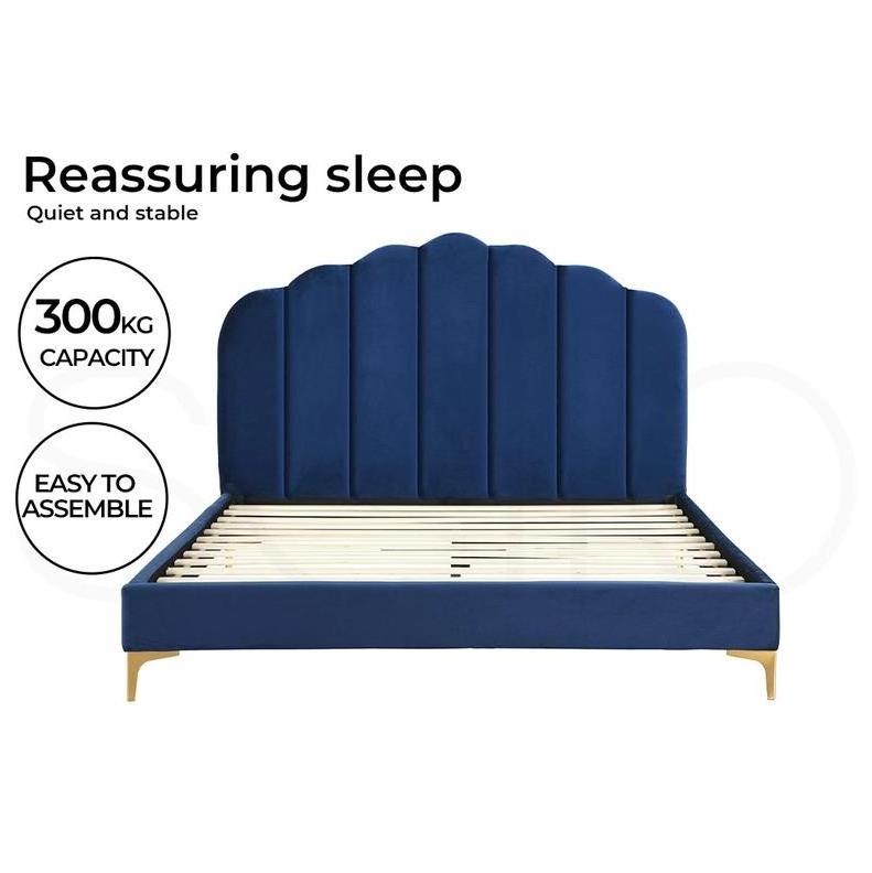 High Quality Upholstered Headboard Flat Packed Beds 120x200cm with  Wooden slats Cheap Beds for wholesale