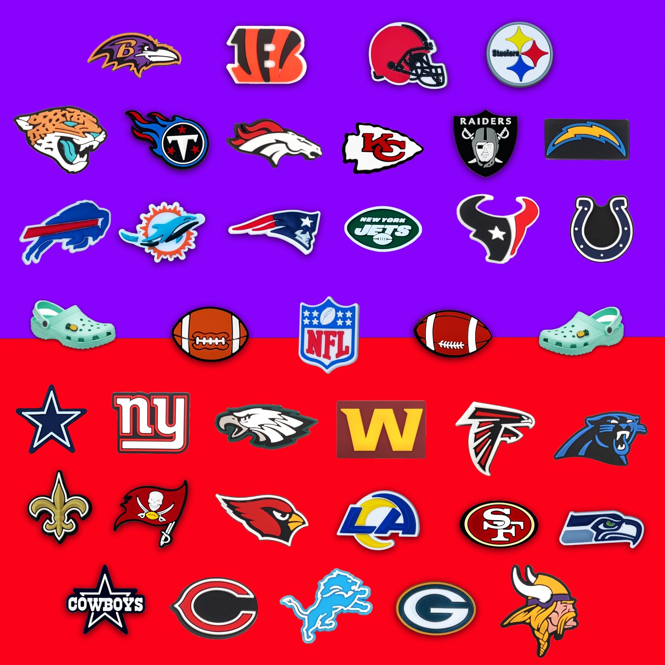 2024 NEW Arrival DIY Football team Logo Sports Team PVC Charms UCS Students PVC Shoe charms for Clog Charms