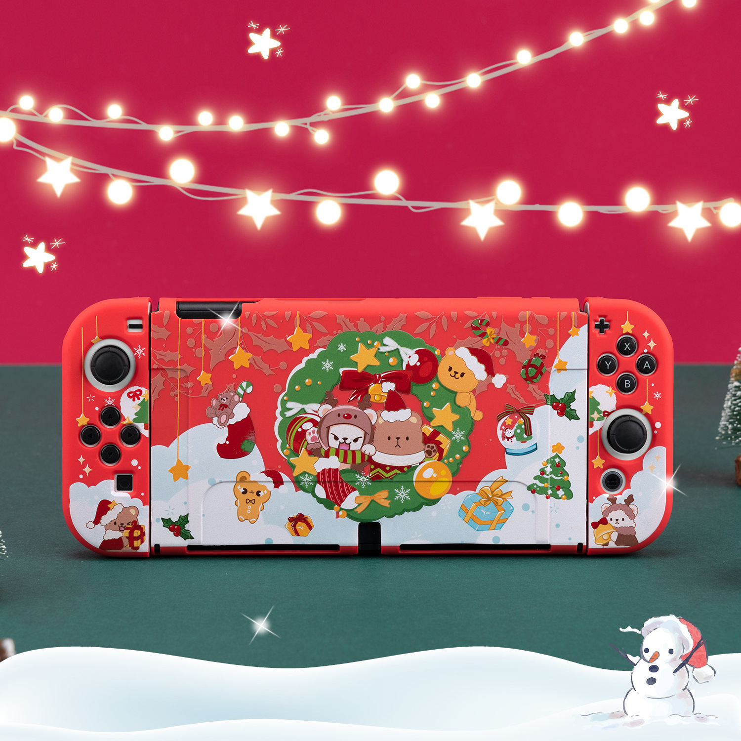 Christmas style Switch Protective shell gaming accessories Nintendon NS oled Protective shell case silicone handle Shell