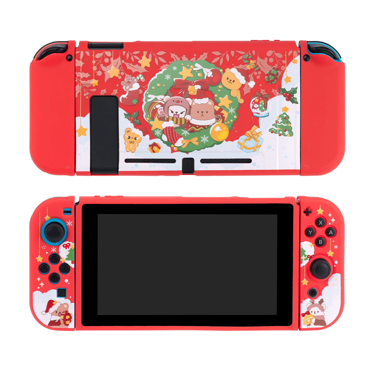 Christmas style Switch Protective shell gaming accessories Nintendon NS oled Protective shell case silicone handle Shell