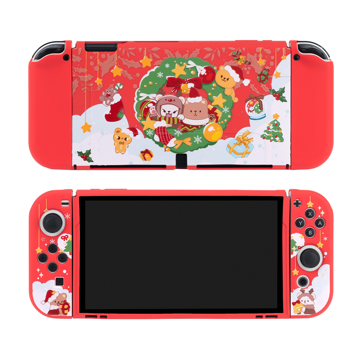 Christmas style Switch Protective shell gaming accessories Nintendon NS oled Protective shell case silicone handle Shell