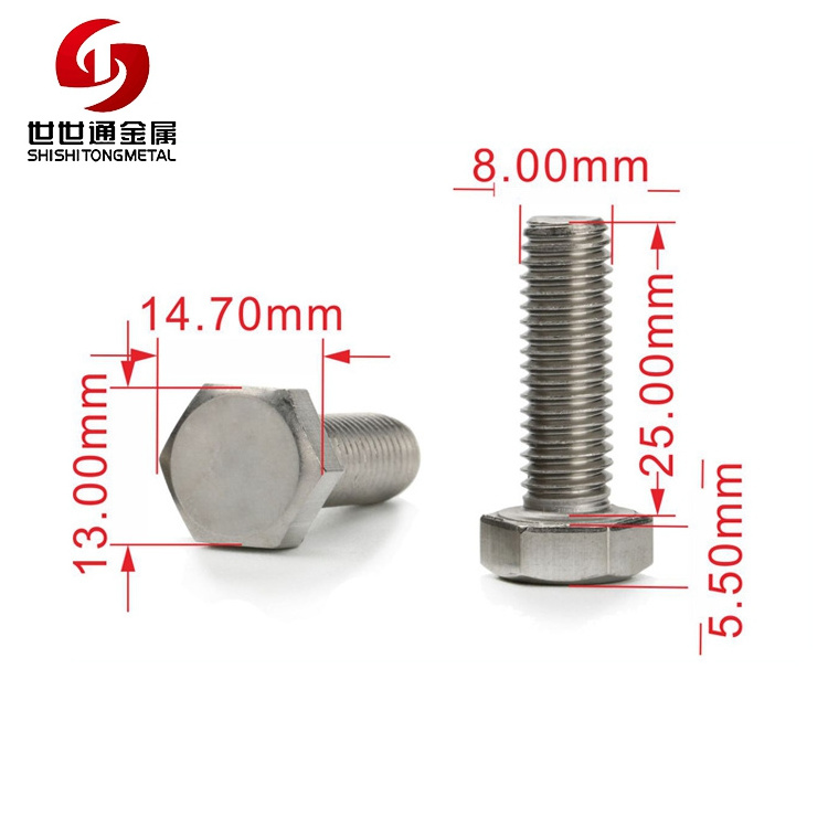 High Tensile M2 M3 M4 M5 M6 M8 M10 Stainless Steel Full Thread Hex Screw Nut and Bolt