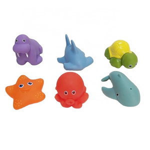 Eco-friendly Rubber sea Anima  Baby Water bathtub toy spray water Floating Sharks starfish octopus whales bath toy for  Toddlers