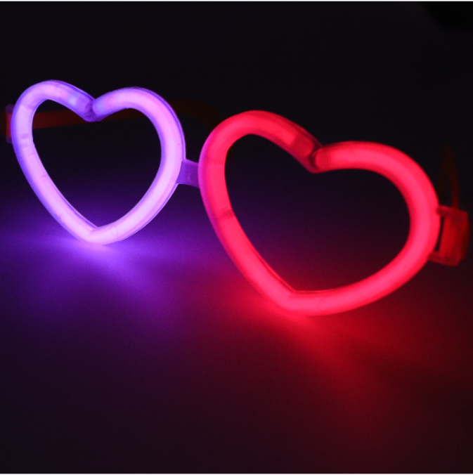 Wedding party favors event decoration glowing sticks heart eyeglasses glow in dark flashing up heart glasses light