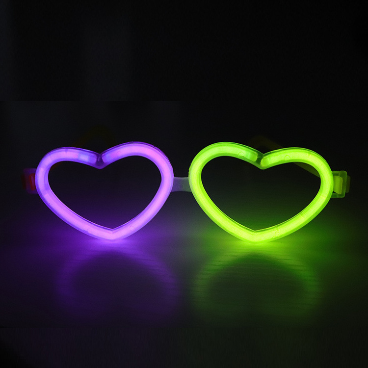 Wedding party favors event decoration glowing sticks heart eyeglasses glow in dark flashing up heart glasses light