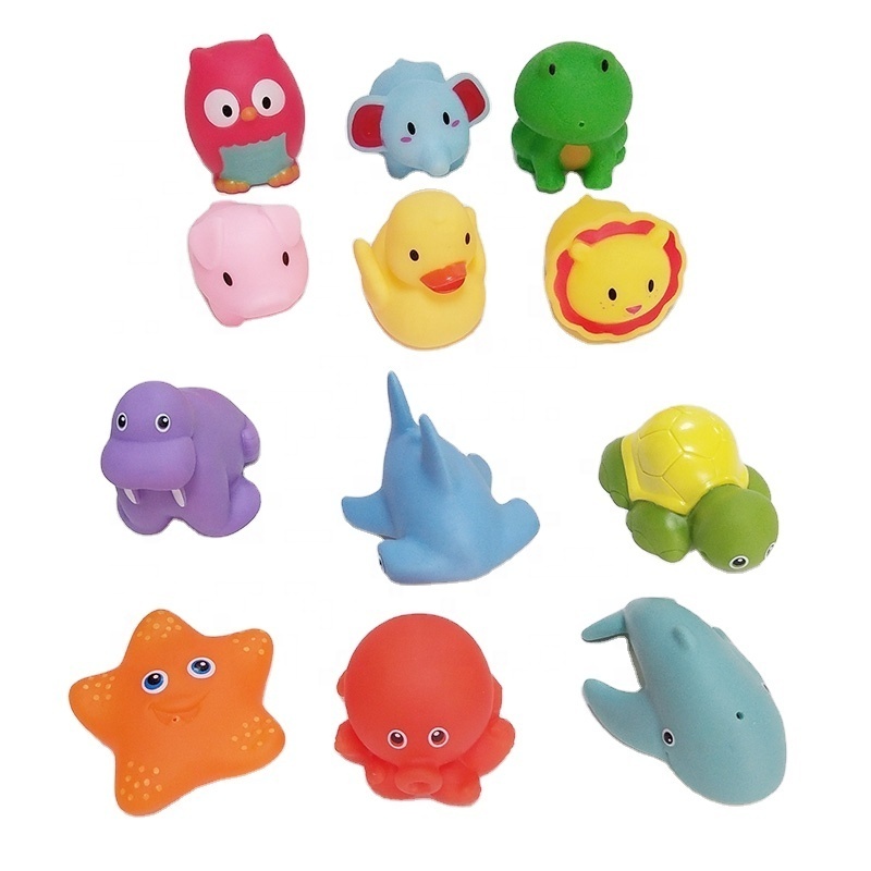 Eco-friendly Rubber sea Anima  Baby Water bathtub toy spray water Floating Sharks starfish octopus whales bath toy for  Toddlers