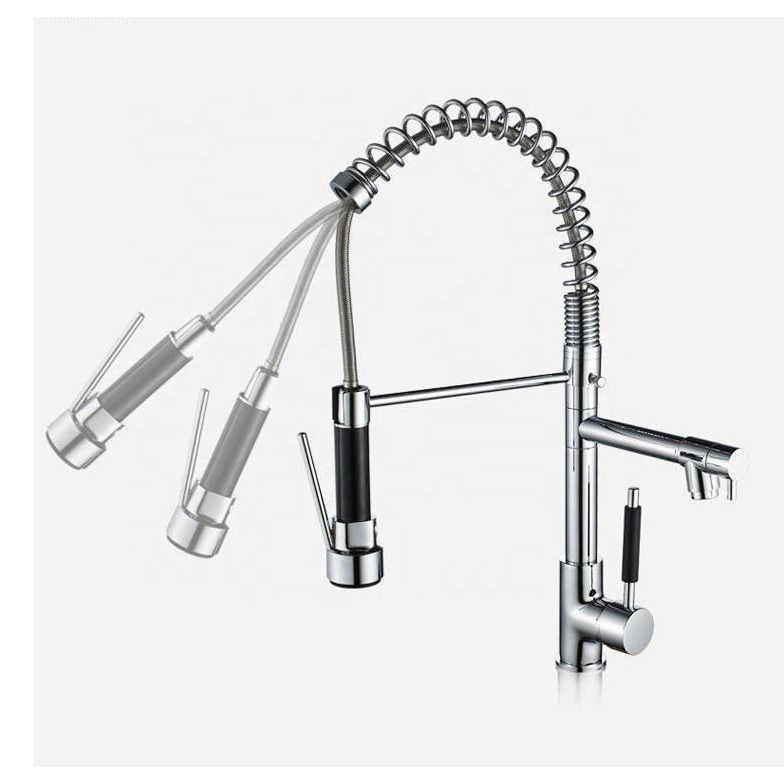 Stainless Steel Pre Rinse Sink Water Basin Hot Cold Commercial Single Handle Industrial Swivel Kitchen Sink Faucet