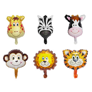 cartoon Animal Head Foil Balloons Kids Inflatable Toy Zoo Theme Party Foil helium animal balloon