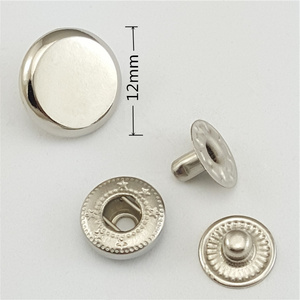 Best Selling 12mm Silver Simple  Metal Push Button Custom Snap Button For Clothing Accessories