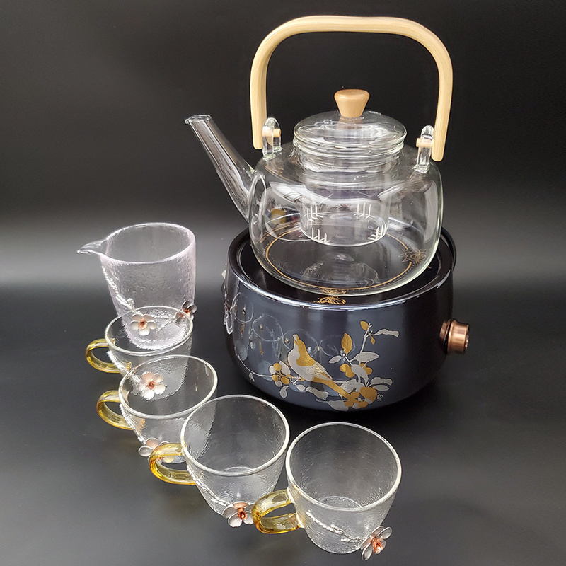 Wholesale Price Glass Teapot With Infuser Black tea Green Tea Boiled Teapot With Cup For Drinking Set