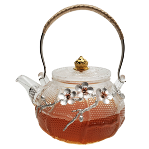 Wholesale Exquisite Pure Tin Applique Glass Boiled Teapot Set Flower Tea Black Tea Teapot Drinking Set