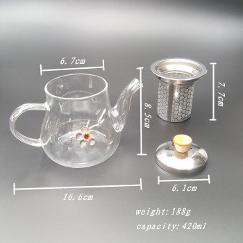 Hot Selling Glass Teapot With Stainless Steel Infuser Black Tea/Flower Tea Teapot For Drinking Set