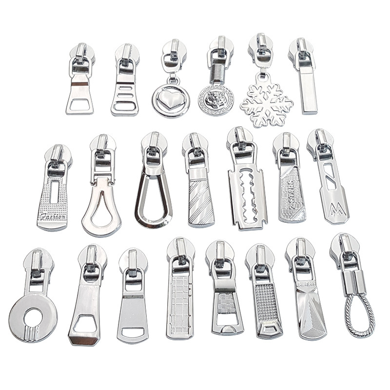 Custom Engraved Logo Metal Brand Zipper Pull Bag Metal Zipper Slider Puller For Handbag Garment