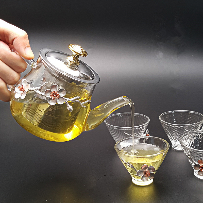 Hot Selling Glass Teapot With Stainless Steel Infuser Black Tea/Flower Tea Teapot For Drinking Set