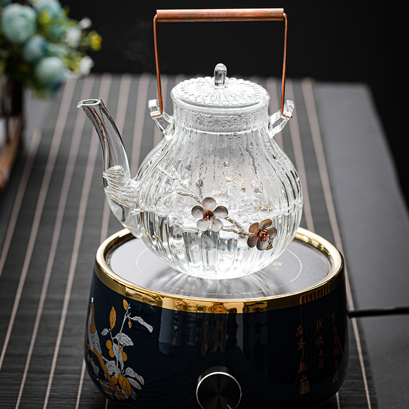 Exquisite 725 ml Chinese Teapot Glass Tea Set  Flowers Tea Teapot And Cup Set