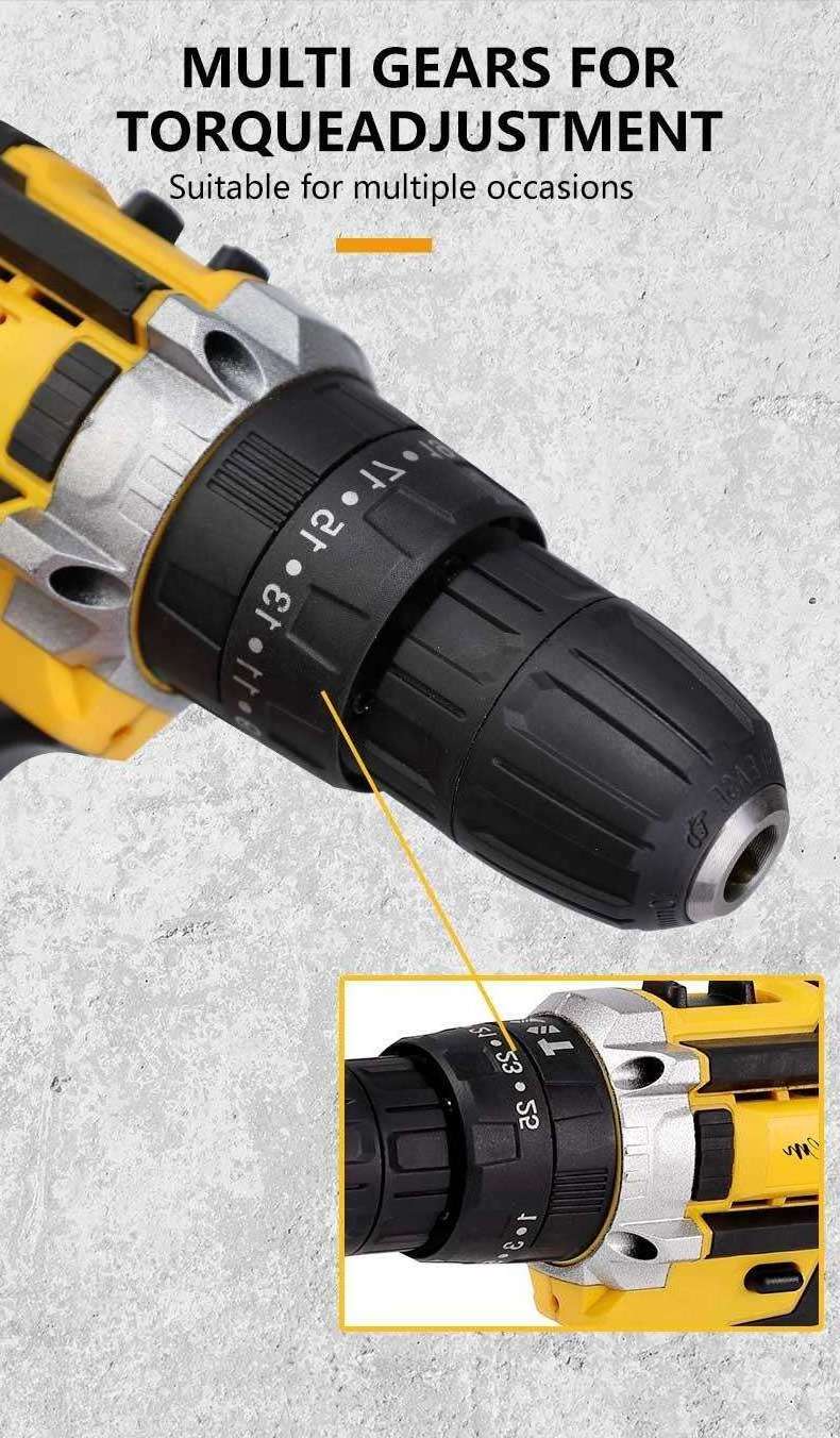 China Power Drilling Machine Li-Ion Battery Tools Cordless Electric Impact Drill Rechargeable