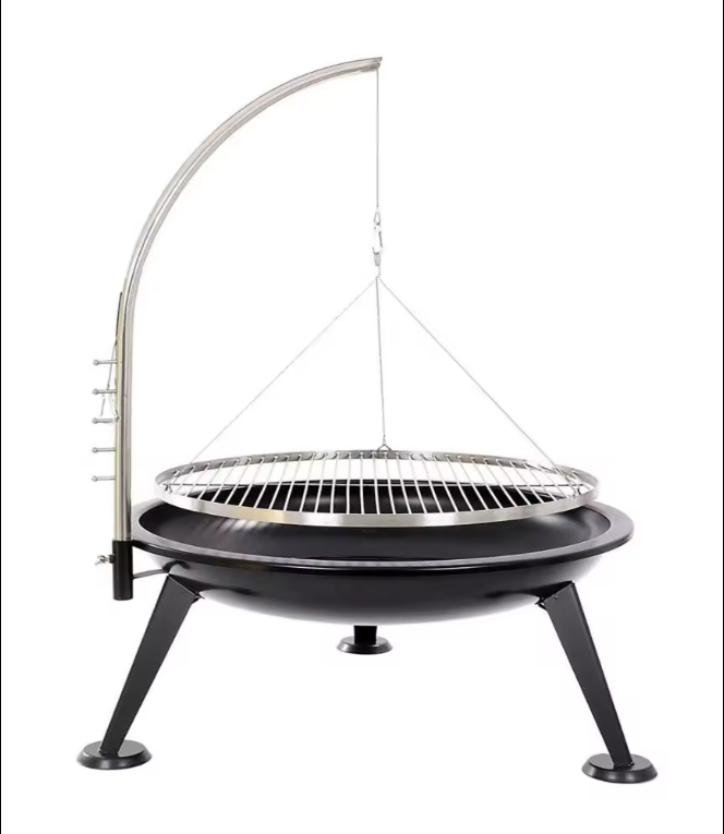 BBQ Grill Hanging Chain Charcoal BBQ Grill Height Adjustable Fire Pit Hanging Tripod Swing Fire Pit Outdoor Barbecue