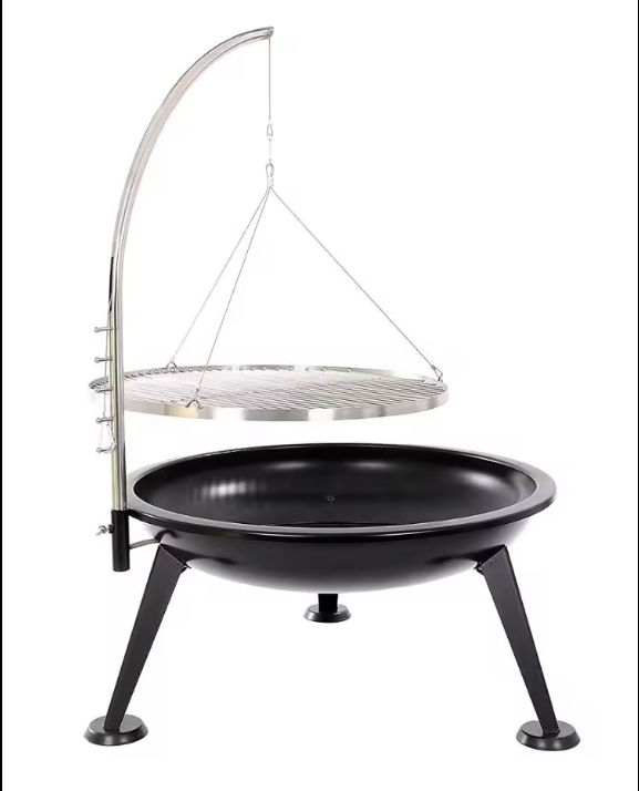 BBQ Grill Hanging Chain Charcoal BBQ Grill Height Adjustable Fire Pit Hanging Tripod Swing Fire Pit Outdoor Barbecue