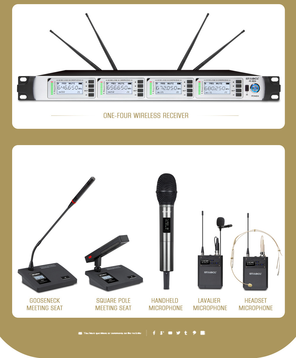 ST-8204 Wireless Celebration Party Microphone 4 Channel UHF Wireless Microphone