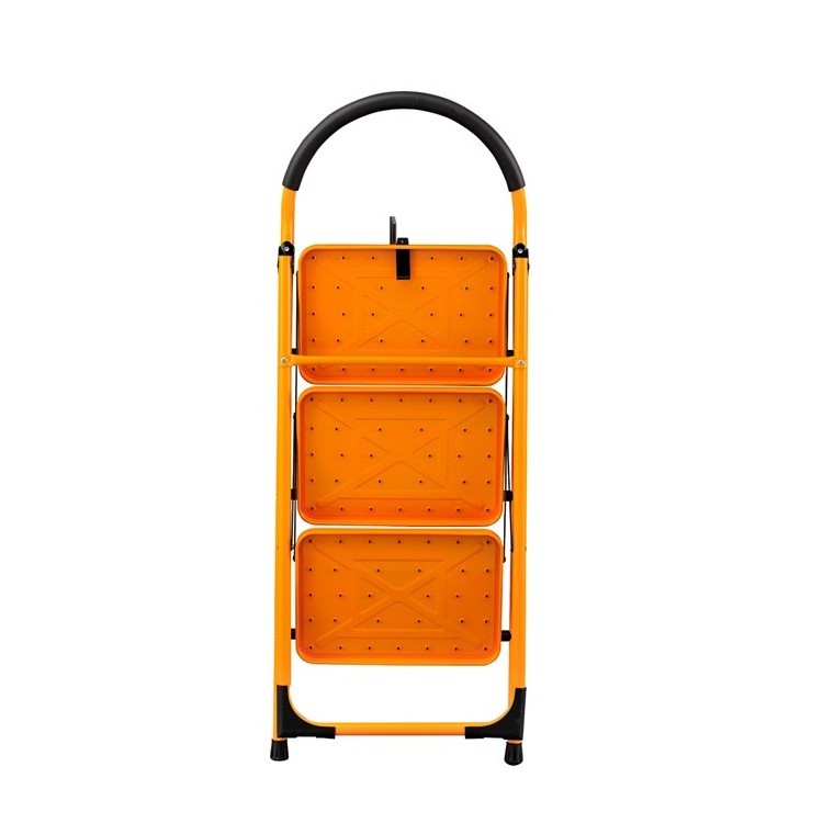 2 Steps Folding Step Ladder Household Ladder Folding Steel Ladder with Handrail and 26 cm Non-Slip Wide Pedal Maximum Load 150