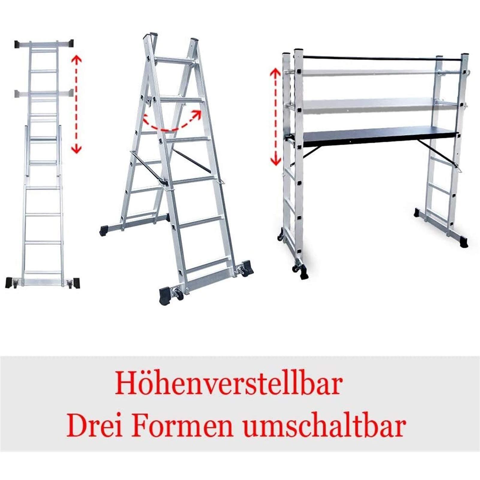 6 Step Scaffold Tower Platform 2pc Combination Non Slip Tread Aluminium Multi Purpose Working Platform with 2 Wheels