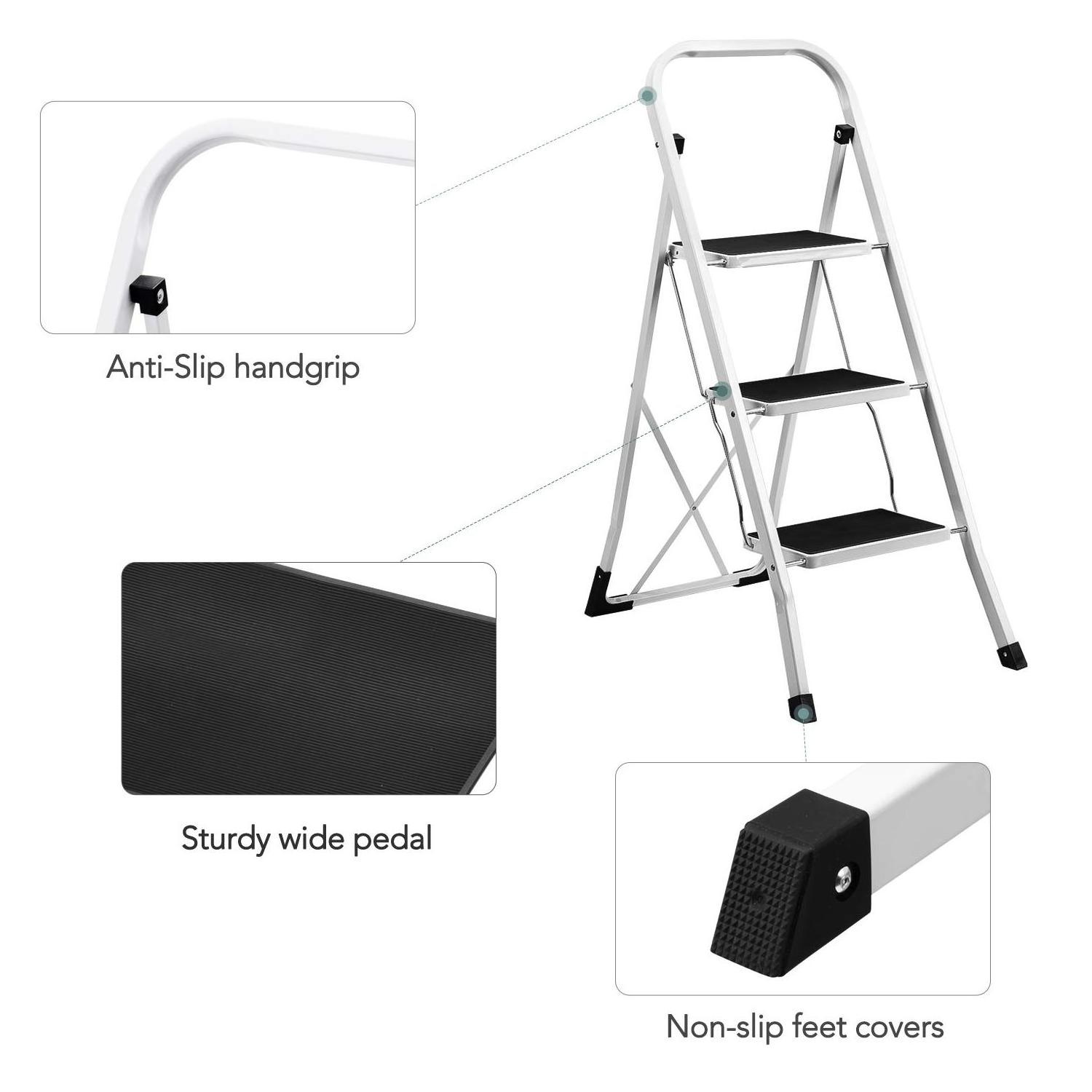 2 3 4 Step Ladder Folding Portable Compact Heavy Duty Iron Anti Slip Mat Stool