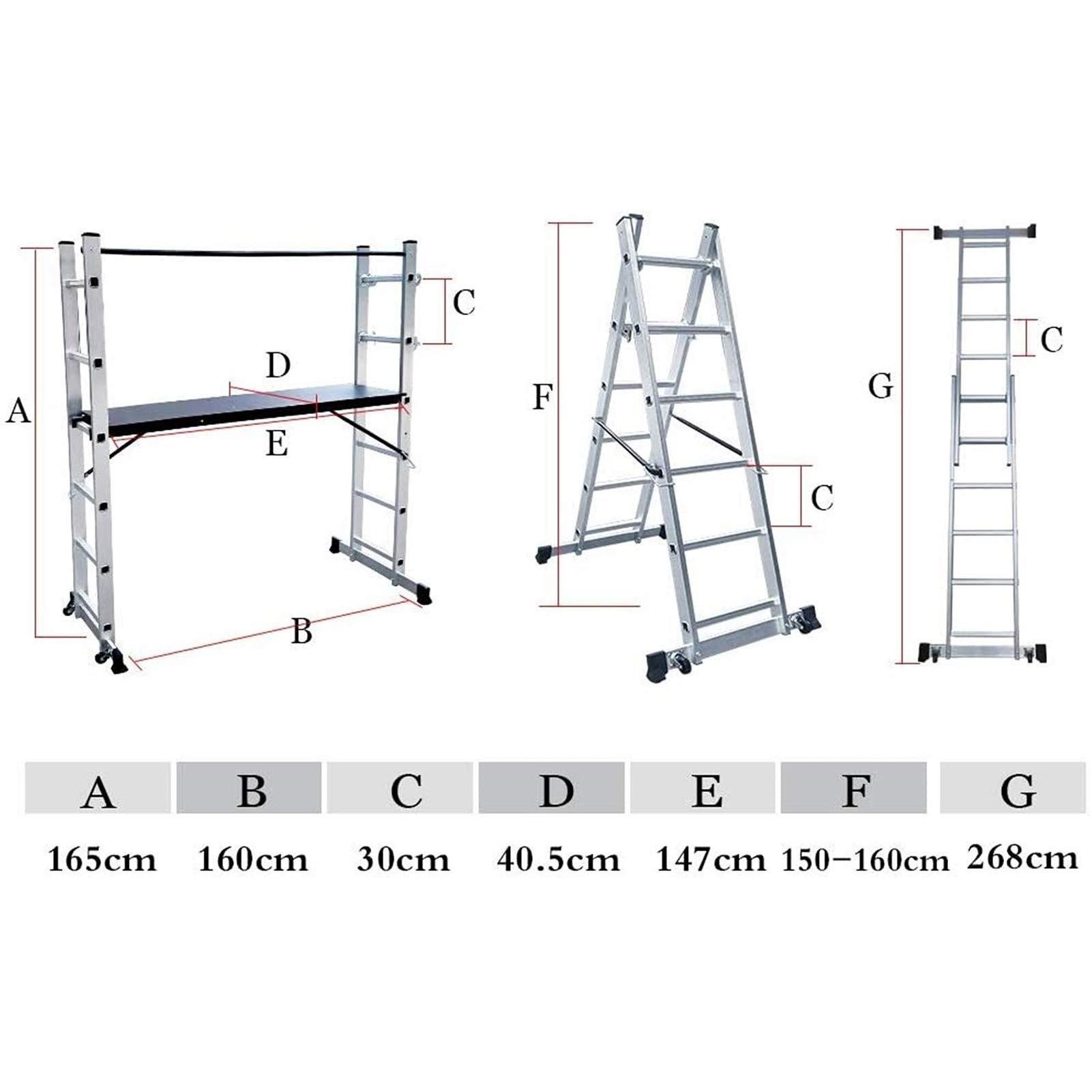 6 Step Scaffold Tower Platform 2pc Combination Non Slip Tread Aluminium Multi Purpose Working Platform with 2 Wheels