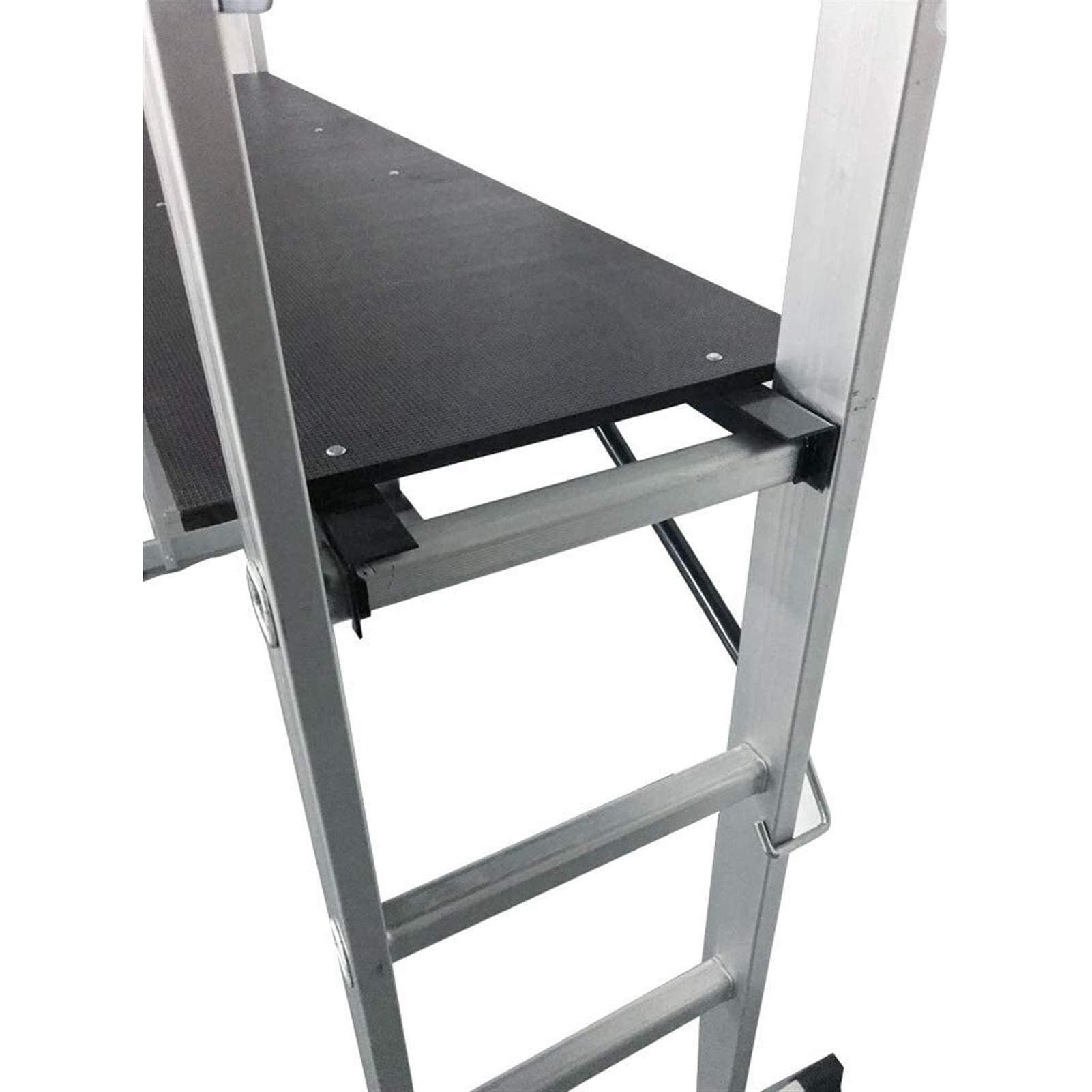 6 Step Scaffold Tower Platform 2pc Combination Non Slip Tread Aluminium Multi Purpose Working Platform with 2 Wheels