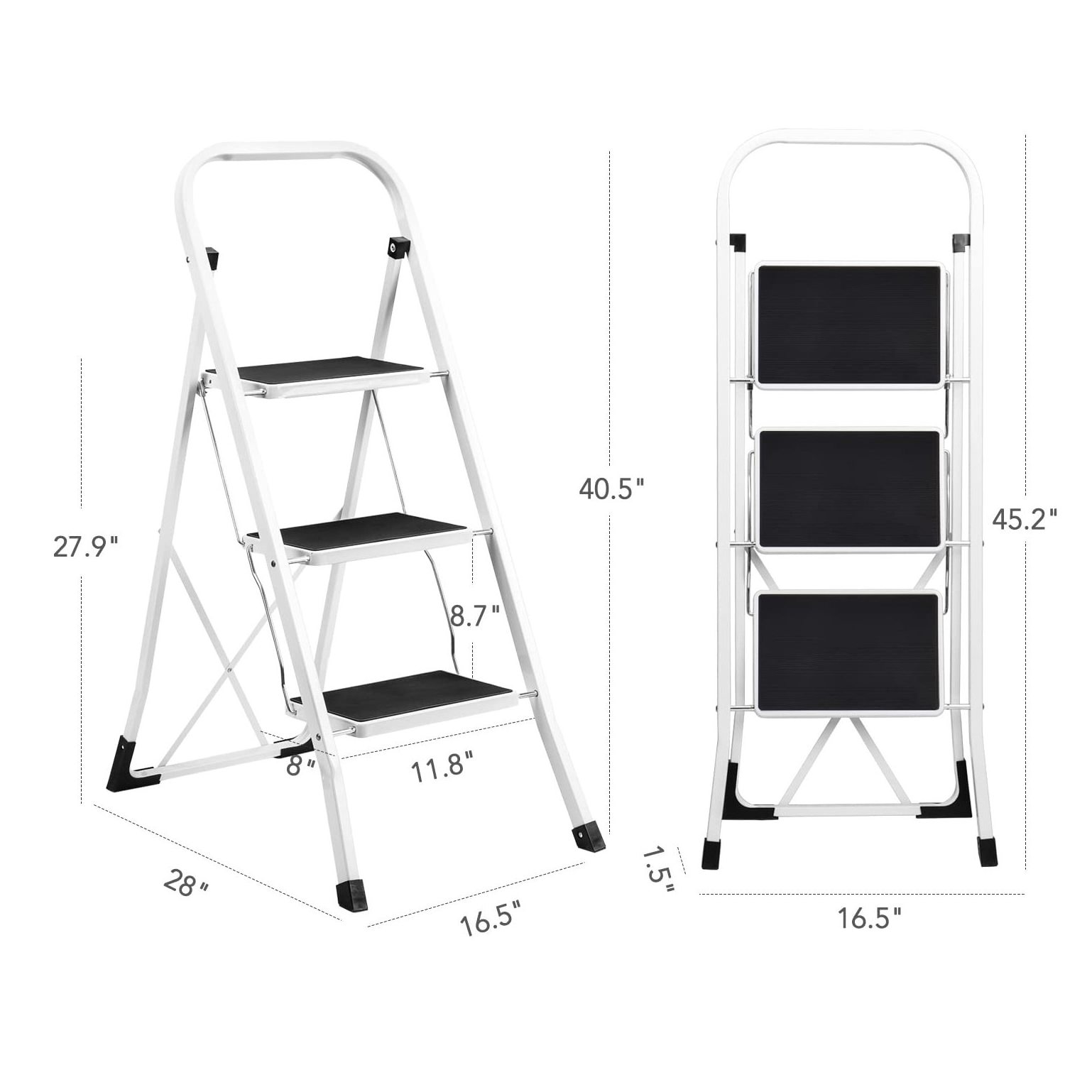 2 3 4 Step Ladder Folding Portable Compact Heavy Duty Iron Anti Slip Mat Stool