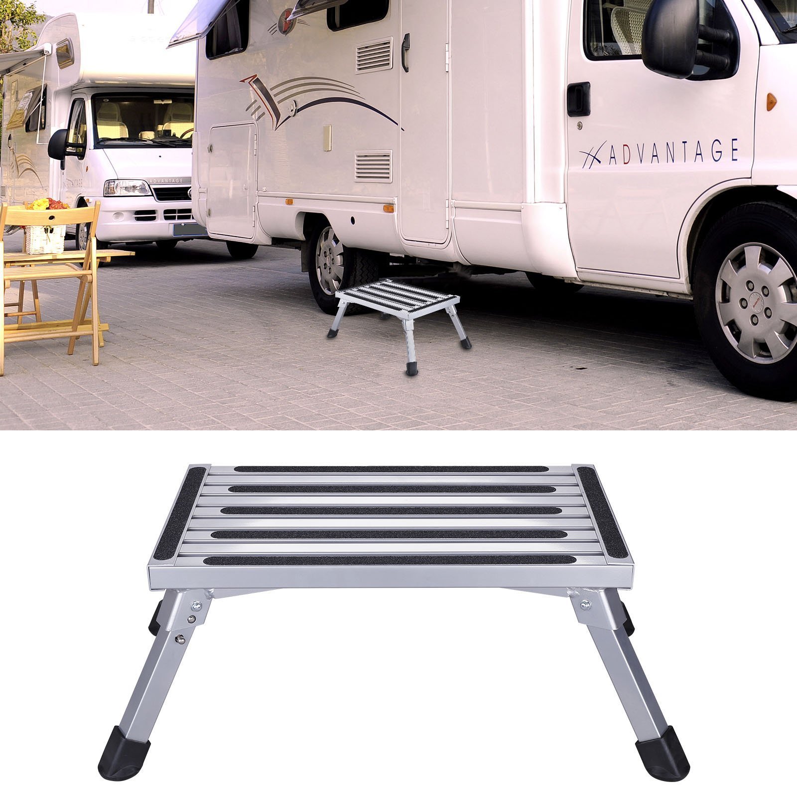 Folding Step Ladder 1 Step Work Platform Max Load 150 kg for Kitchen, Bathroom, Camping and More