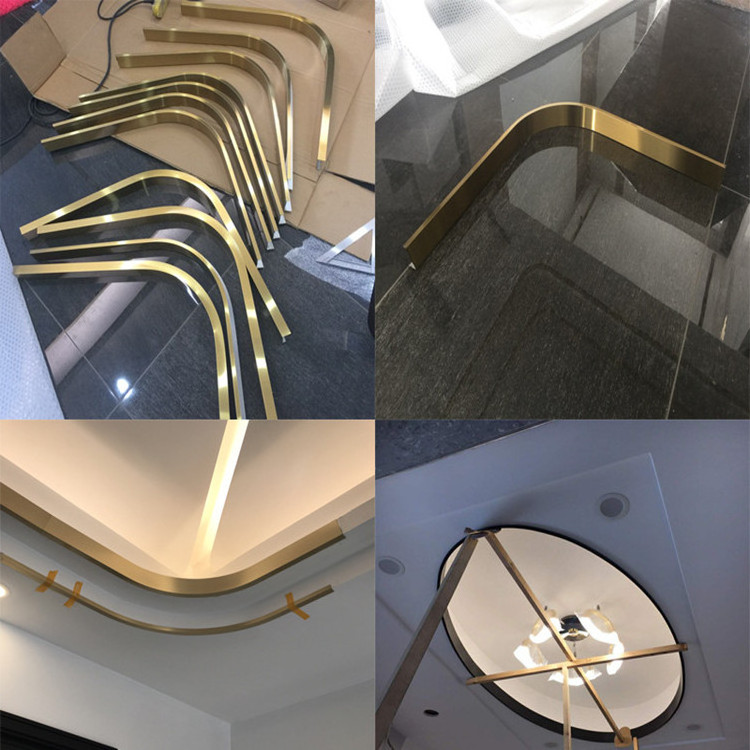 decorative brass metal strip floor skirting board u shaped tile trim profile stainless steel curved tile trim