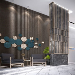 luxury hotel lobby 3D art wall reception metal wall with antique stainless steel partition wall panel