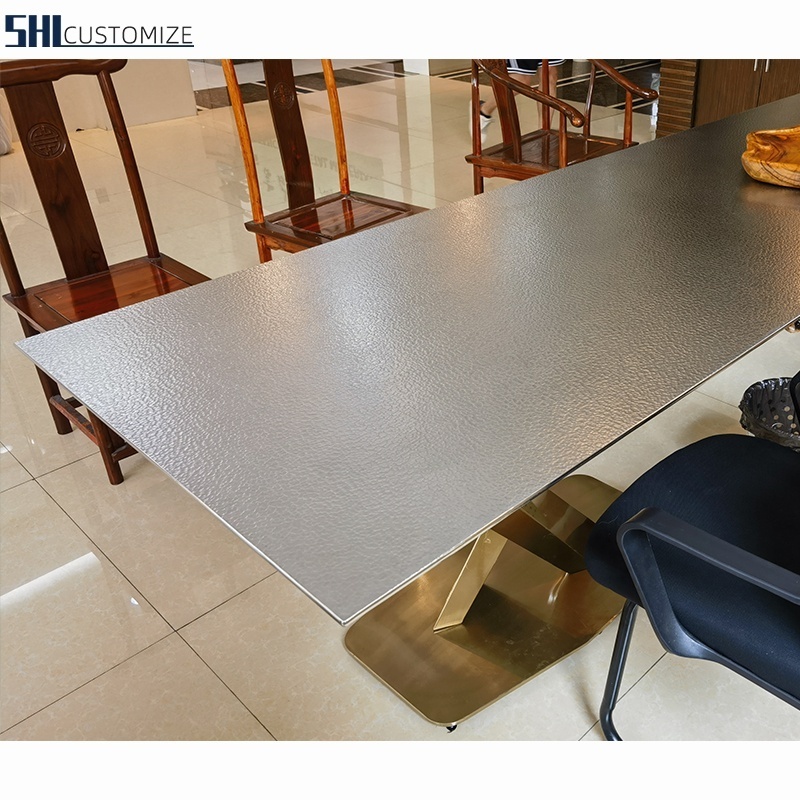 Custom Modern Simple Royal 6 8 10 Seater Dinner Table  Stainless Steel Metal Living Dining Room Table Furniture