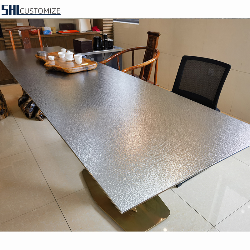 Custom Modern Simple Royal 6 8 10 Seater Dinner Table  Stainless Steel Metal Living Dining Room Table Furniture