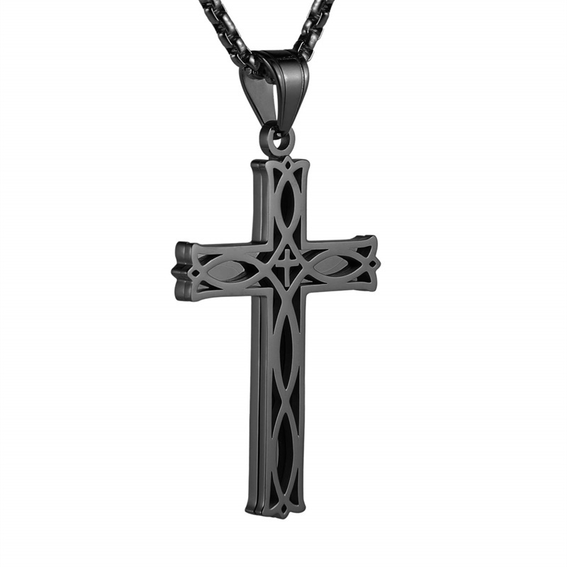 Men's Stainless Steel Infinity Celtic Cross Irish Knot Pendant Necklace, 22+2