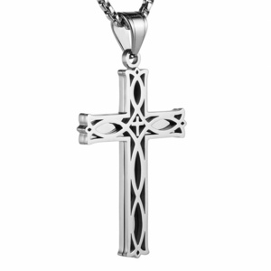 Men's Stainless Steel Infinity Celtic Cross Irish Knot Pendant Necklace, 22+2" Link Chain Charm Jewelry Gift for Men/Woman